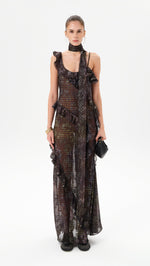 MONICA - Ruffled devoré chiffon maxi dress