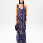 MONICA - Ruffled mesh maxi dress