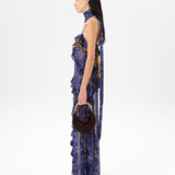 MONICA - Ruffled mesh maxi dress