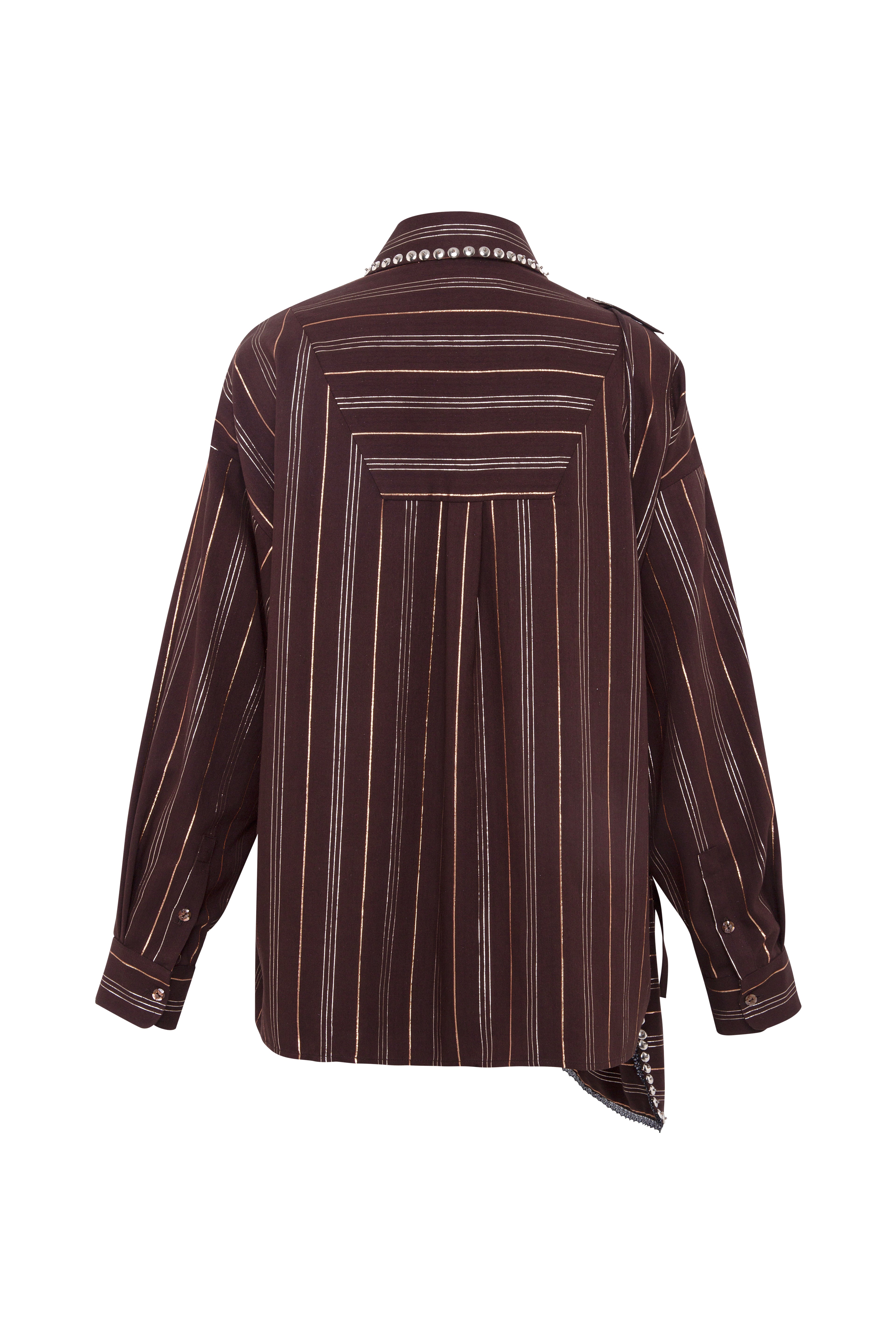 MONINA - Striped long sleeve shirt woth studs