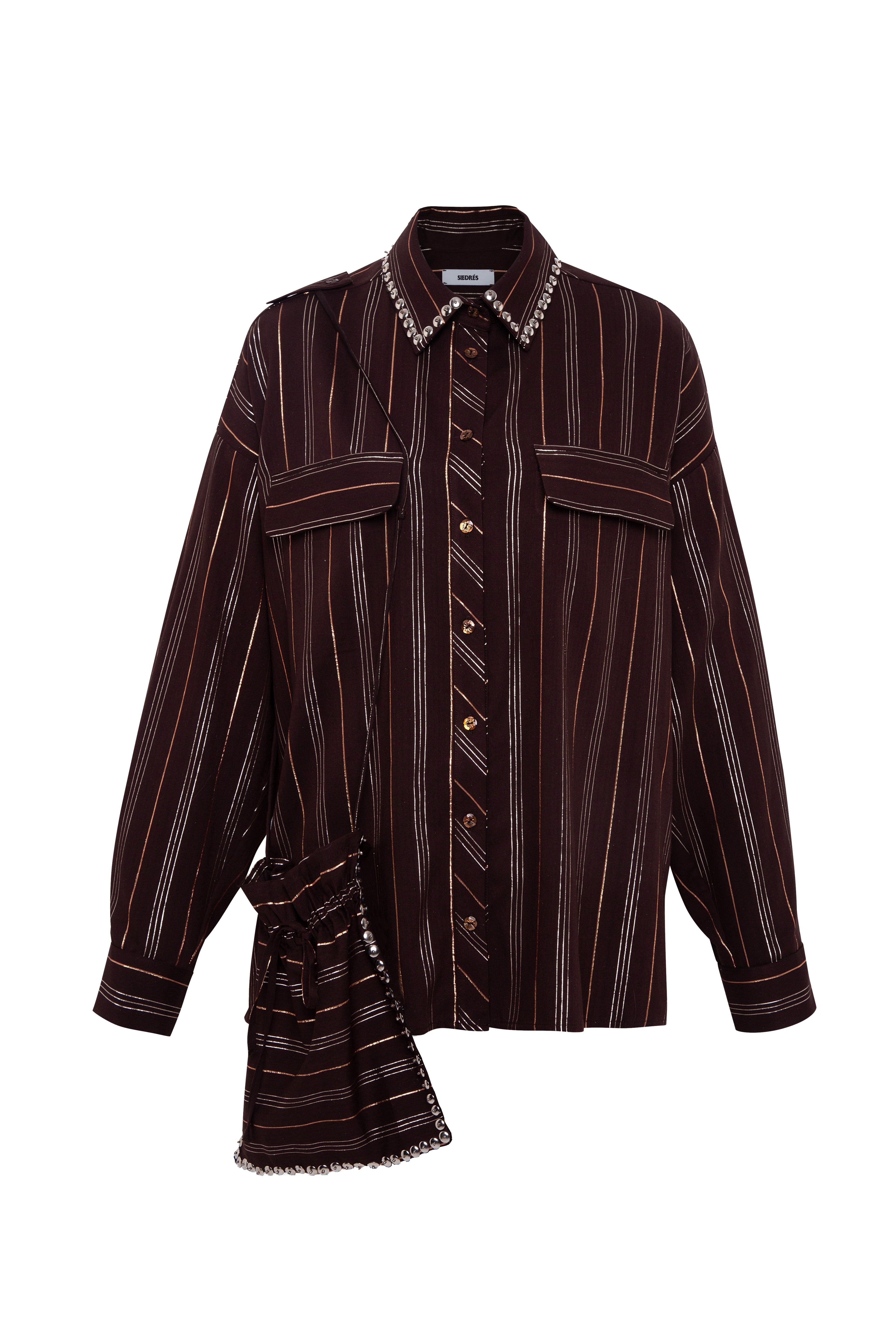 MONINA - Striped long sleeve shirt woth studs