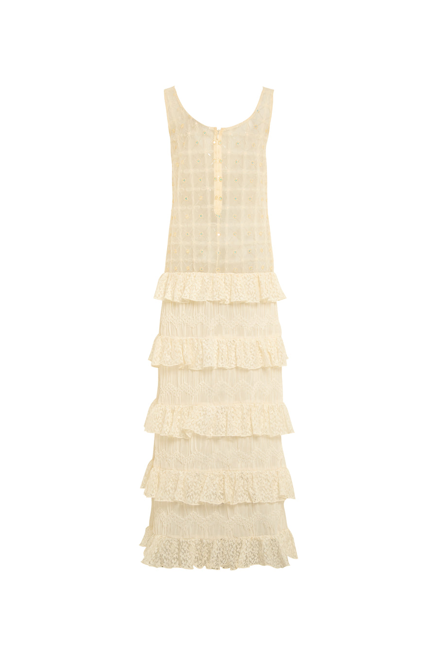 NANTE - Lace-trimmed embellished maxi dress