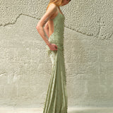 NENSI - Gold studded jersey slip maxi dress