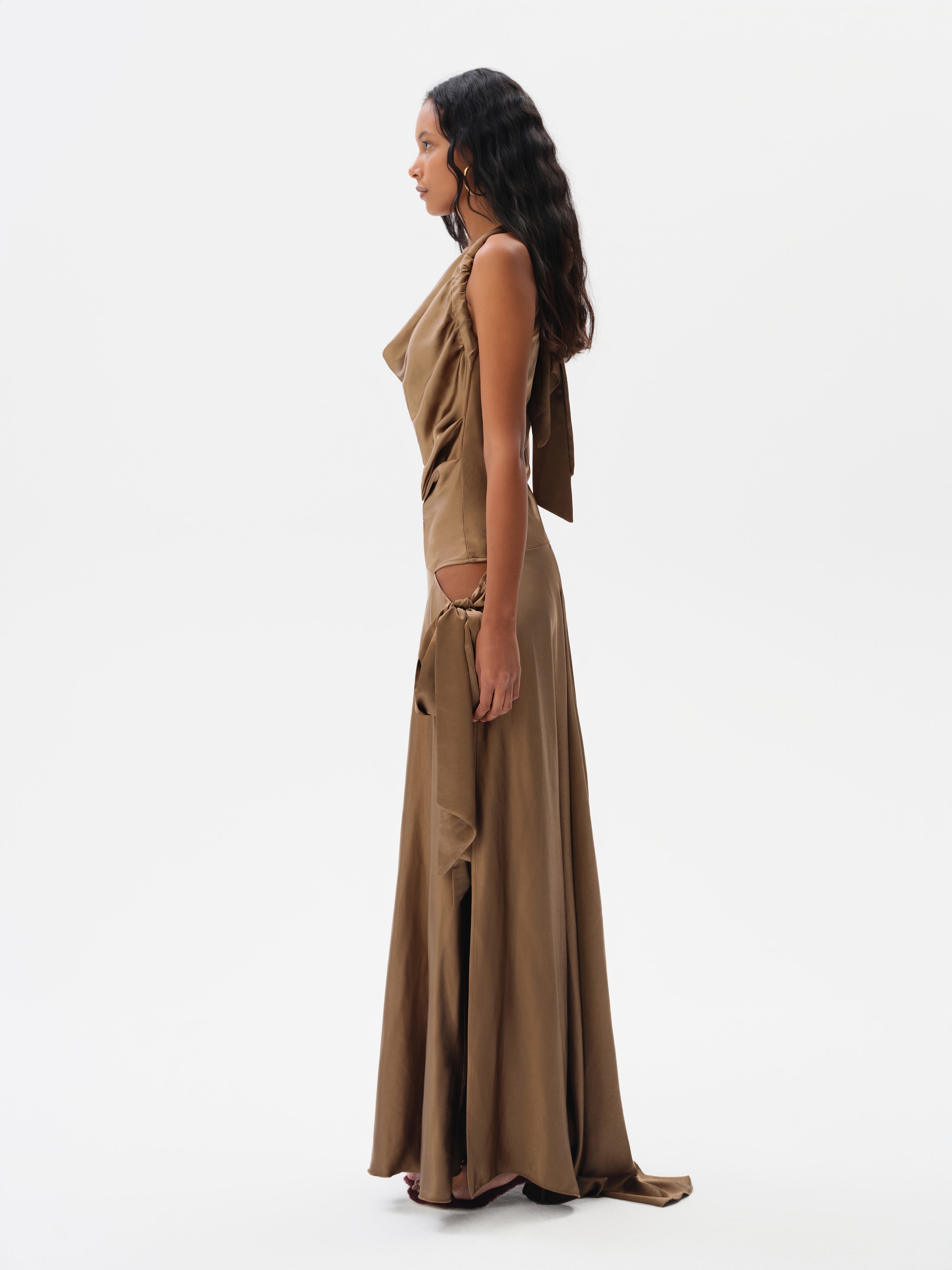 NESTA - Cut-out detailed draped maxi dress