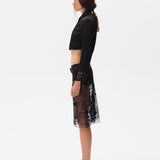 ESTELLE - Embroidered skirt with mini shorts and a belt