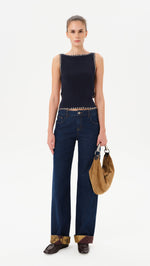 ODETTE - Dark wash jean with turned up cuffs
