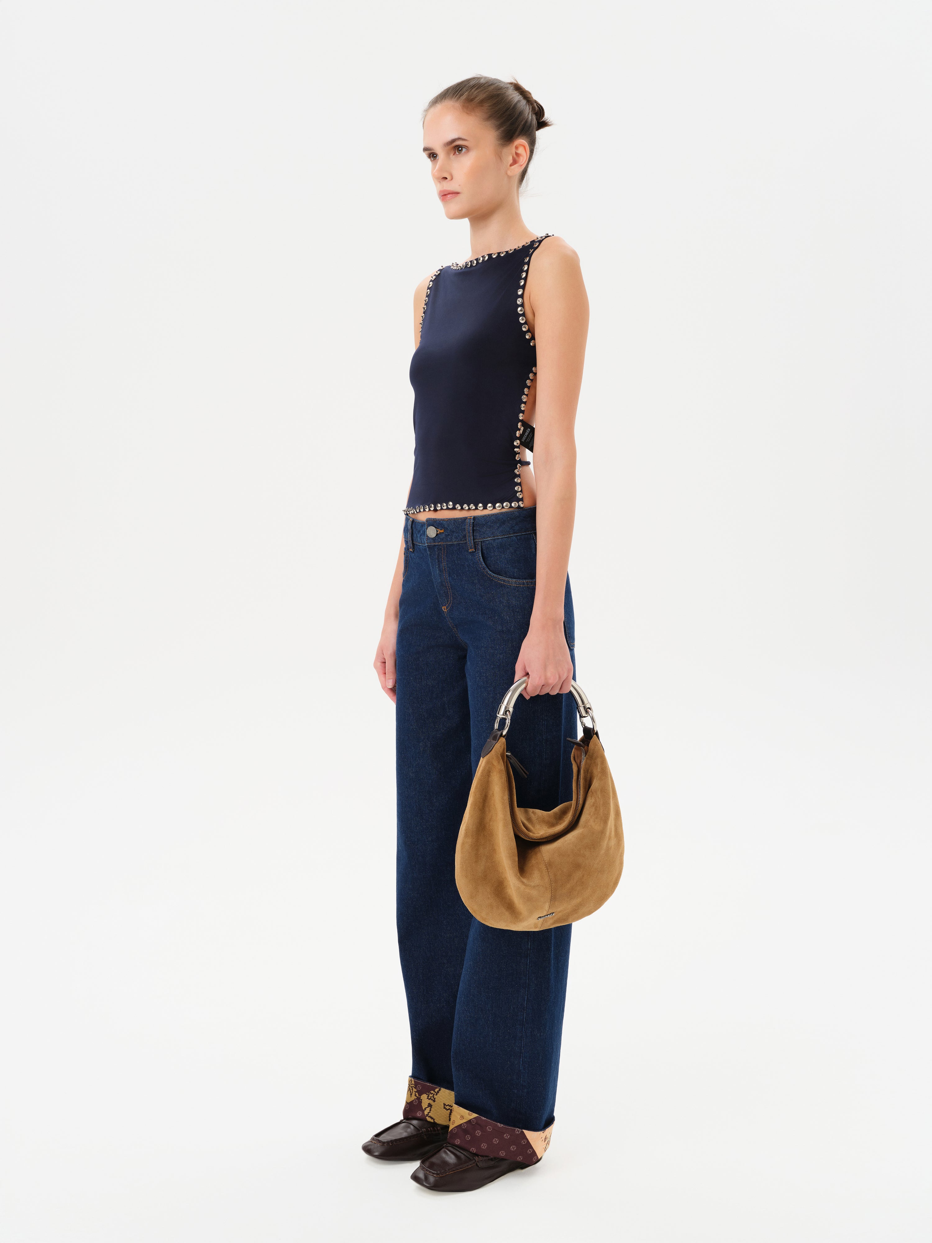 ODETTE - Dark wash jean with turned up cuffs