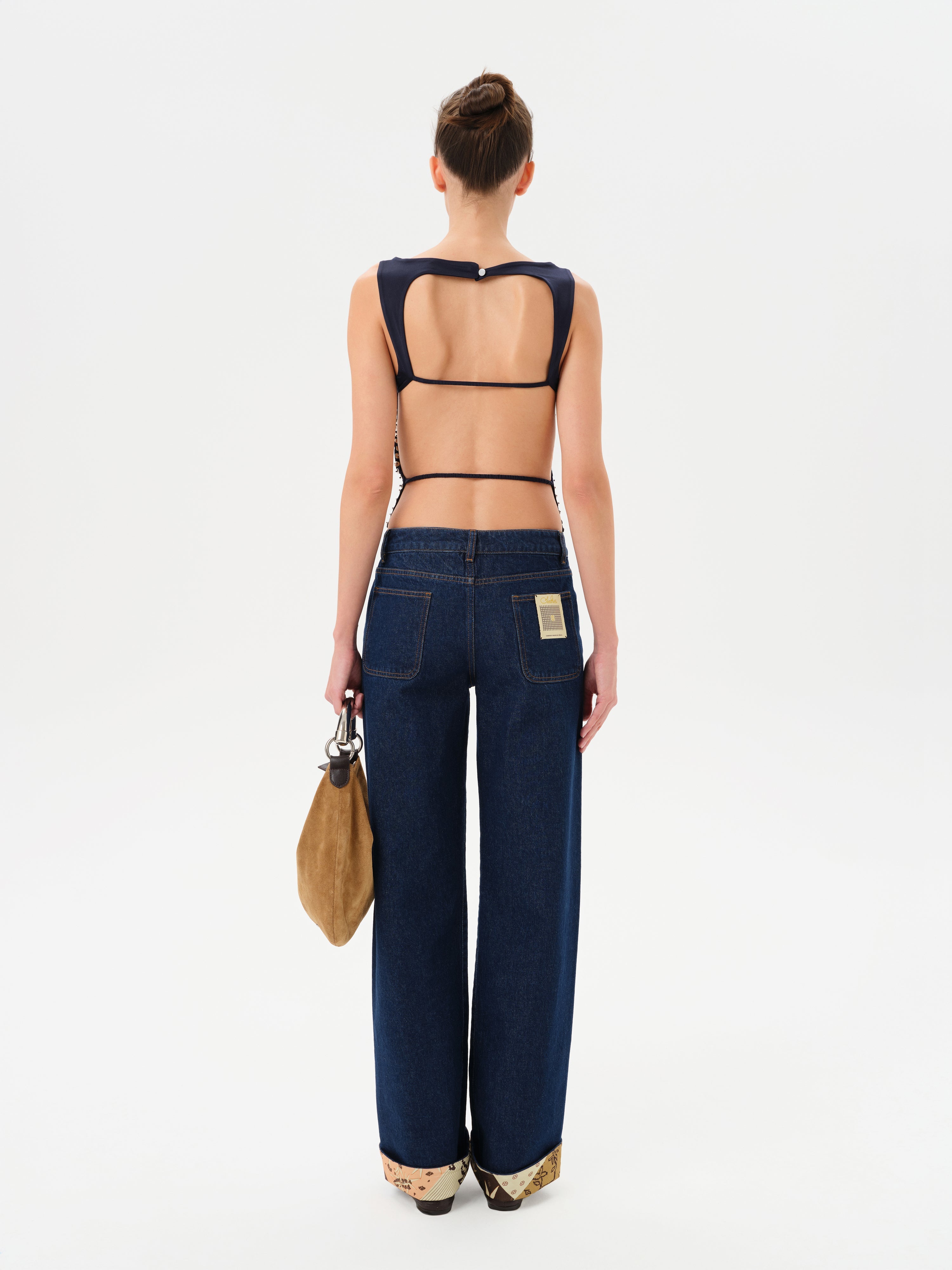 ODETTE - Dark wash jean with turned up cuffs