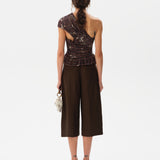 OPHI - One-shoulder printed mesh top