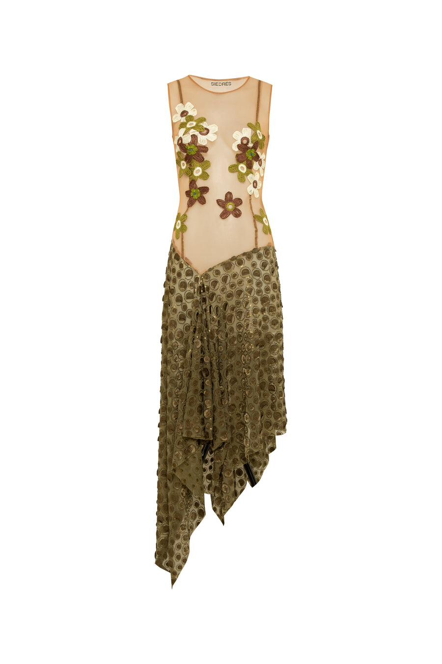 OVI - Handkerchief dress with crochet flower details