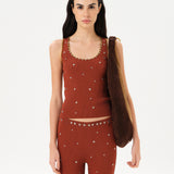 PIANZA - Ribbed knit fitted tank top with studs