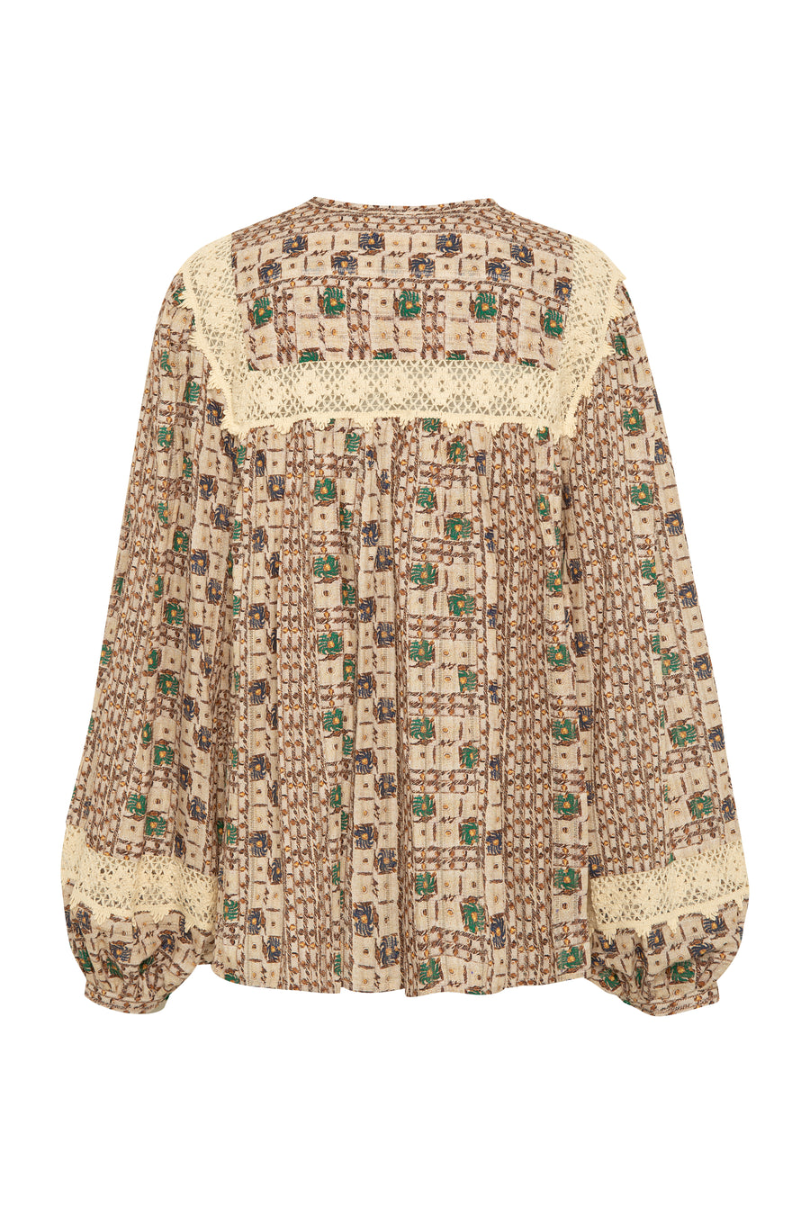 PIKO - Lace-trimmed blouse with crochet flower details