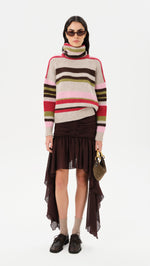 PIXIE - Asymmetric draped mini mesh skirt