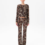 POLI - Velvet cardigan with floral print