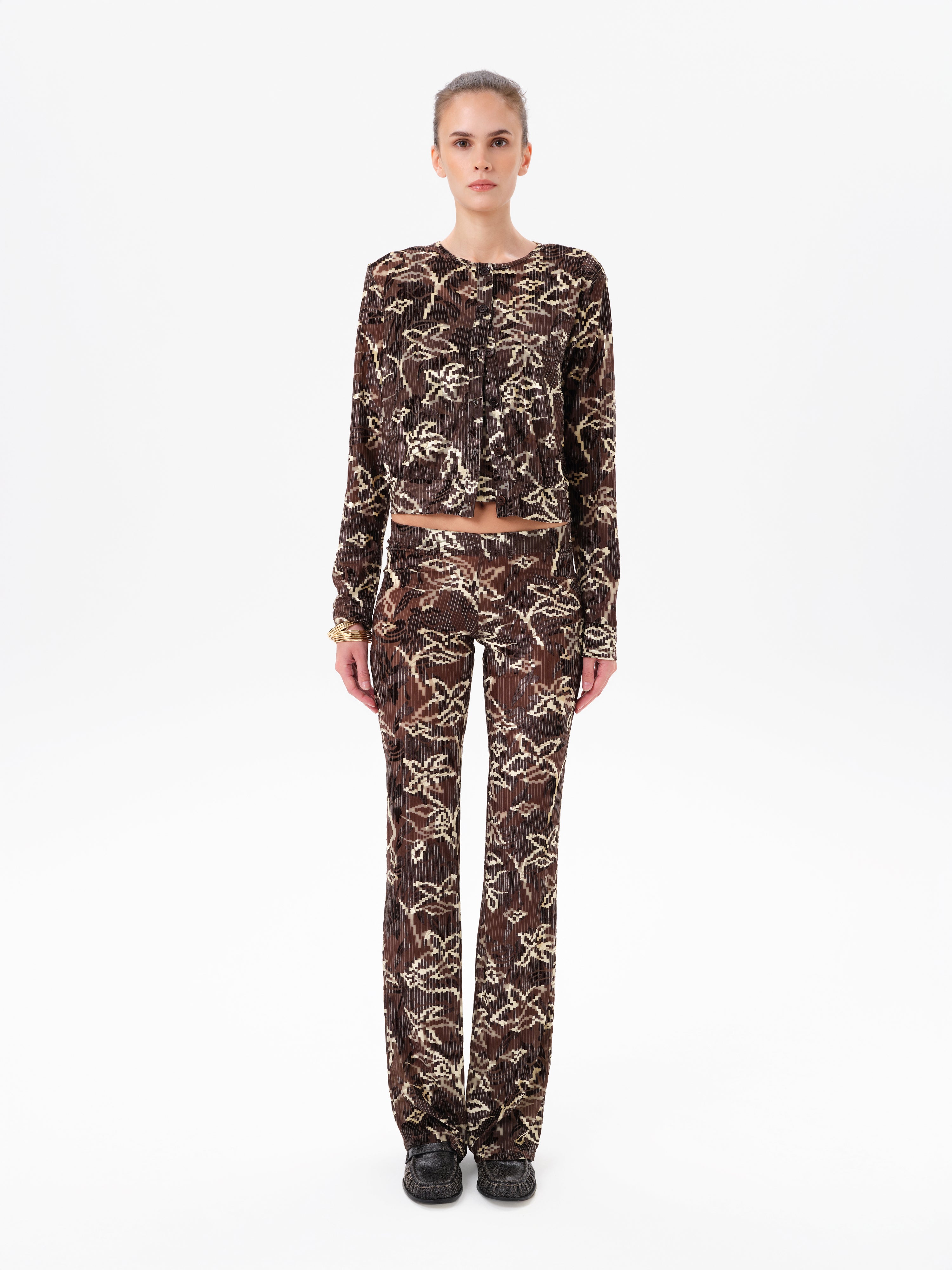 POLI - Velvet cardigan with floral print