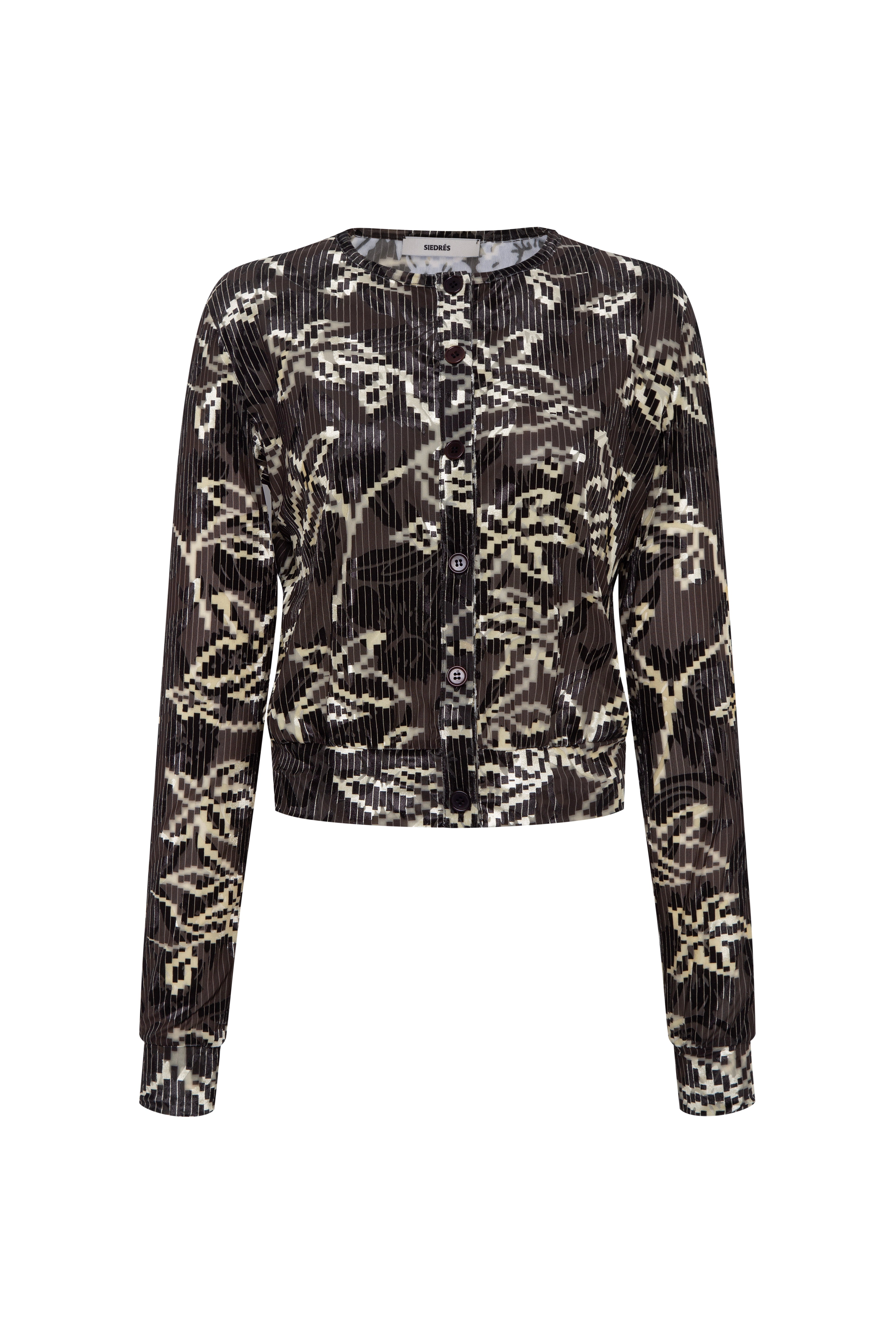 POLI - Velvet cardigan with floral print