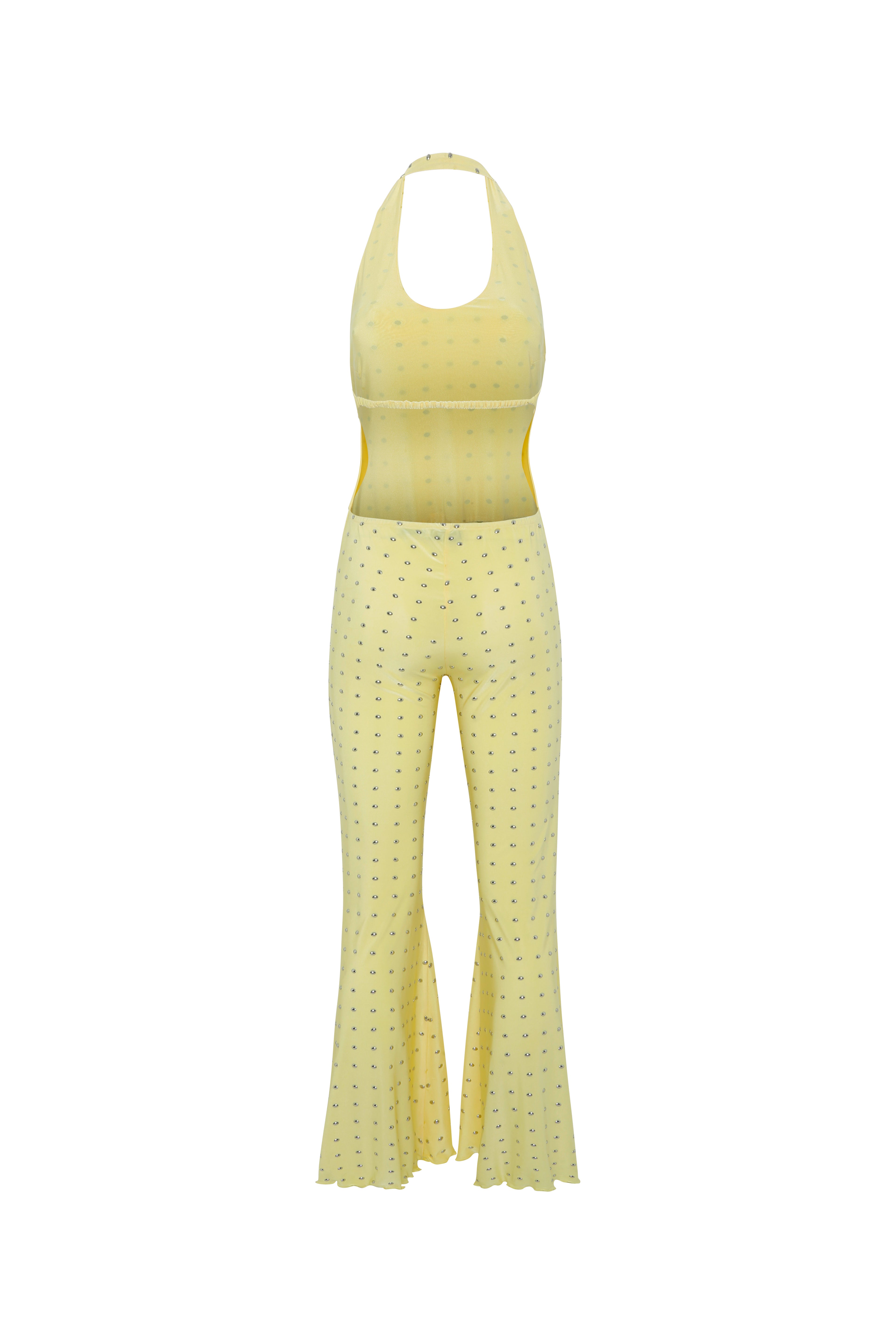PRESLEY - Studded halter-style jumpsuit in soft strech jersey