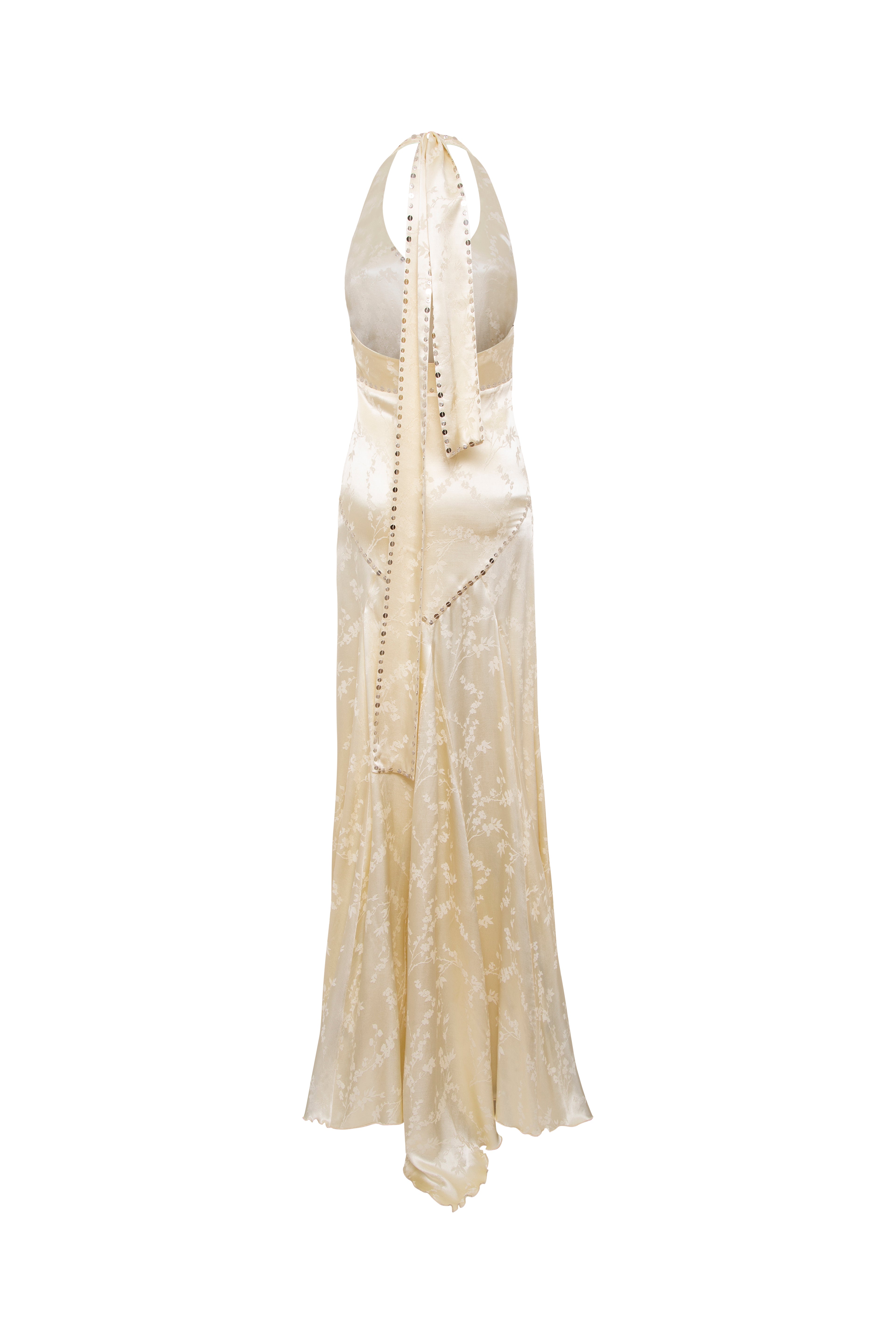 RAYE - Embellished halter maxi dress with neck tie design