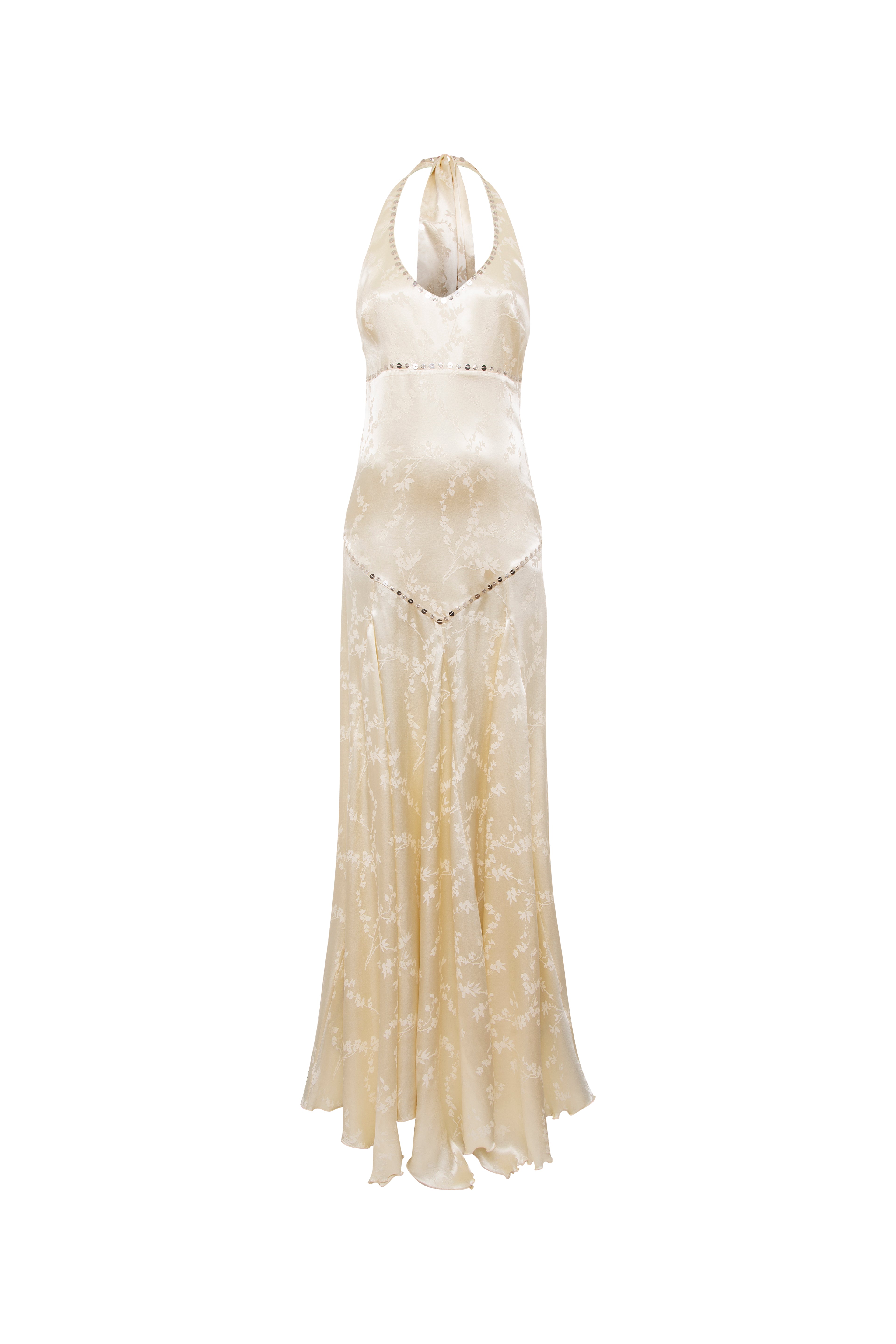RAYE - Embellished halter maxi dress with neck tie design
