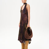 RAYE - Printed halter neck midi satin dress