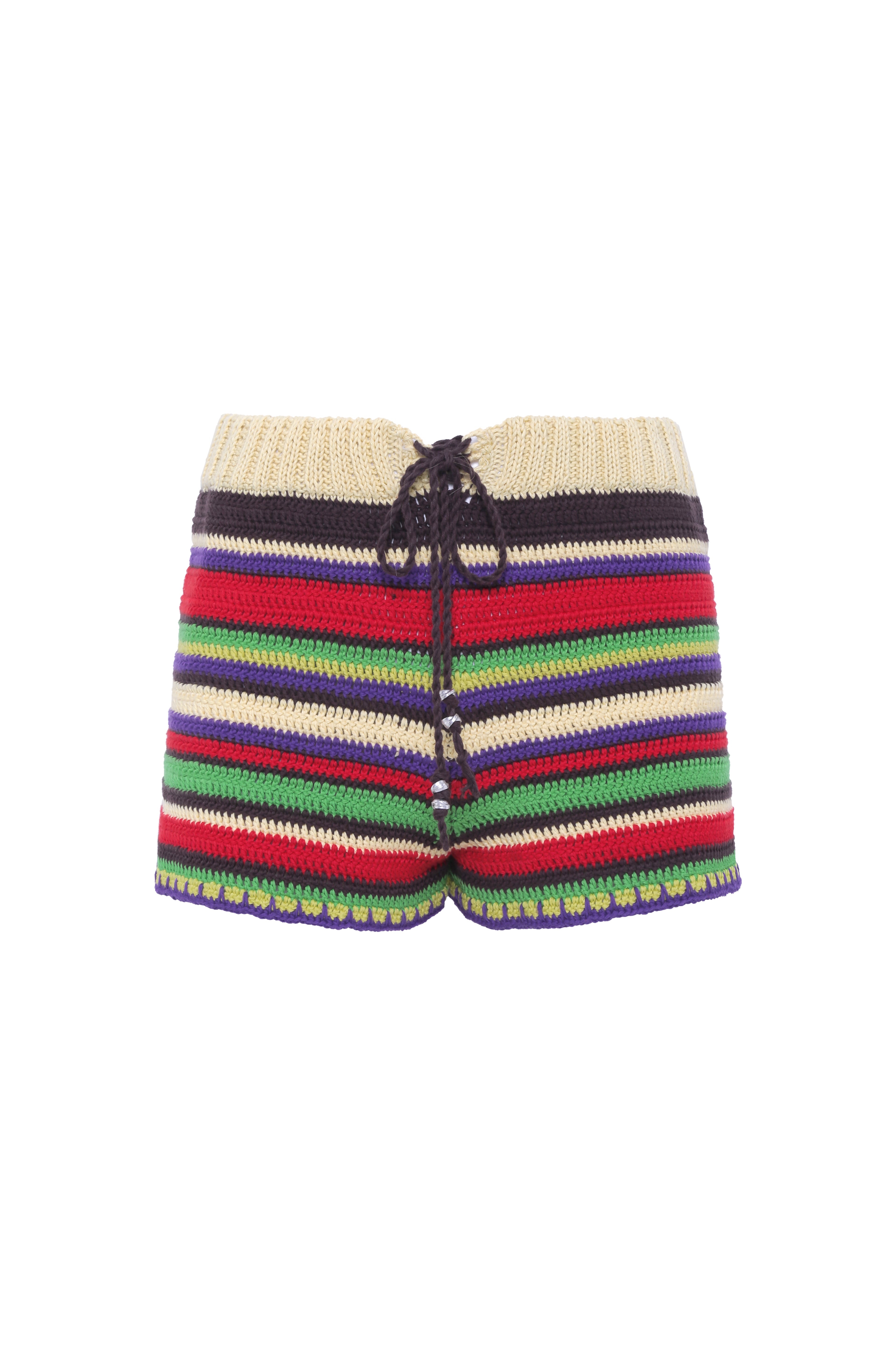 RENATA - Striped crochet mini shorts
