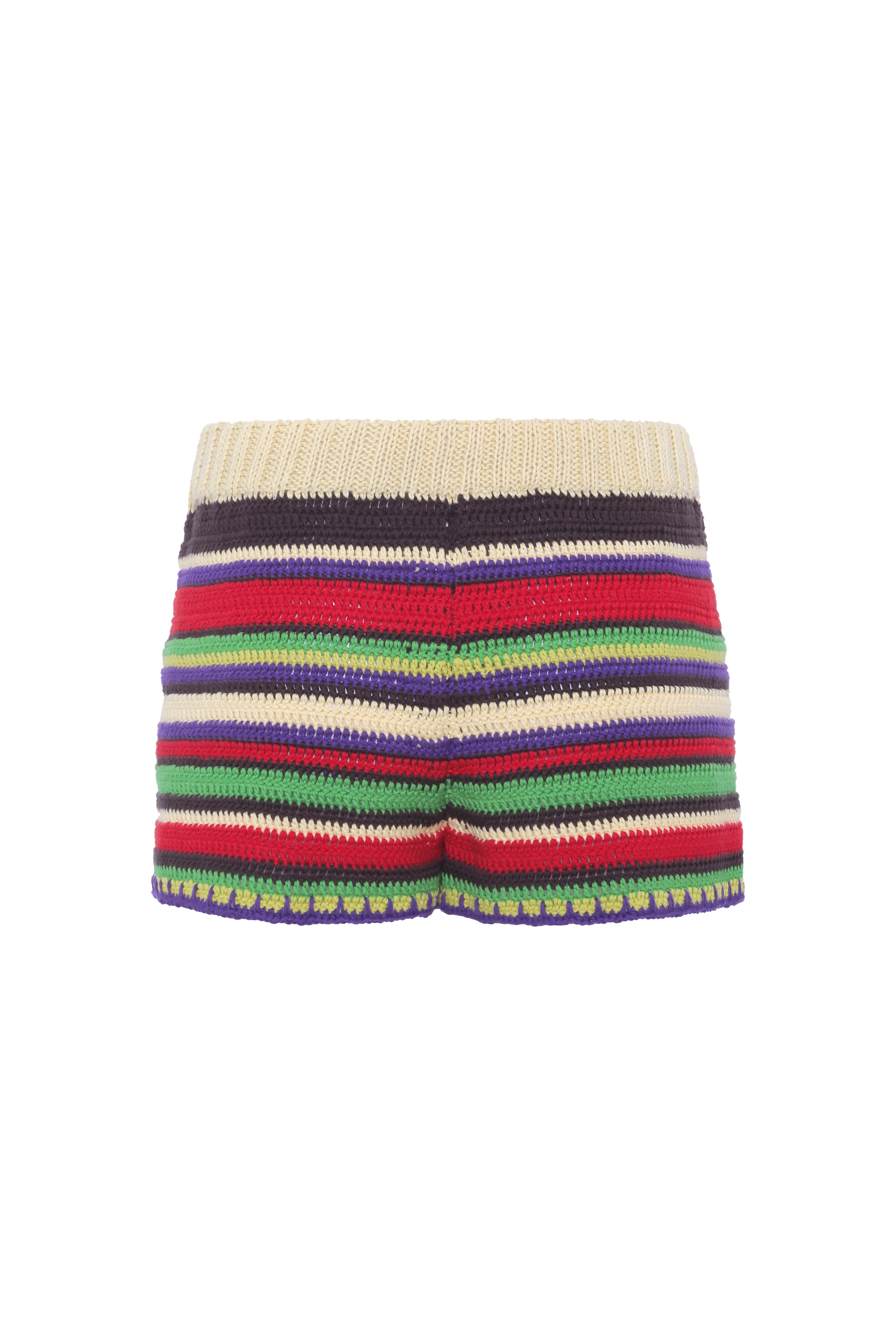 RENATA - Striped crochet mini shorts