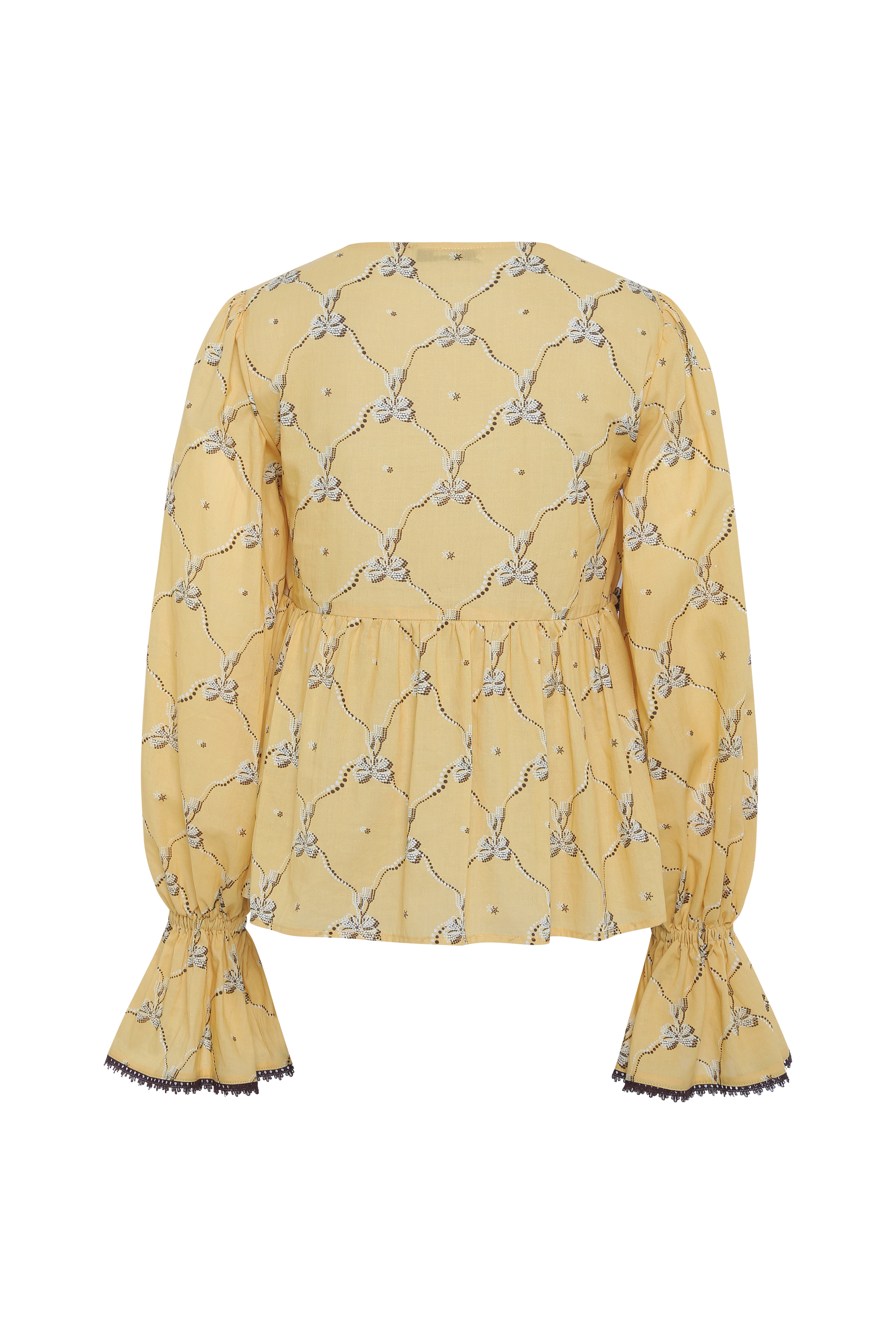 RIBY - Yellow printed flared-sleeve top