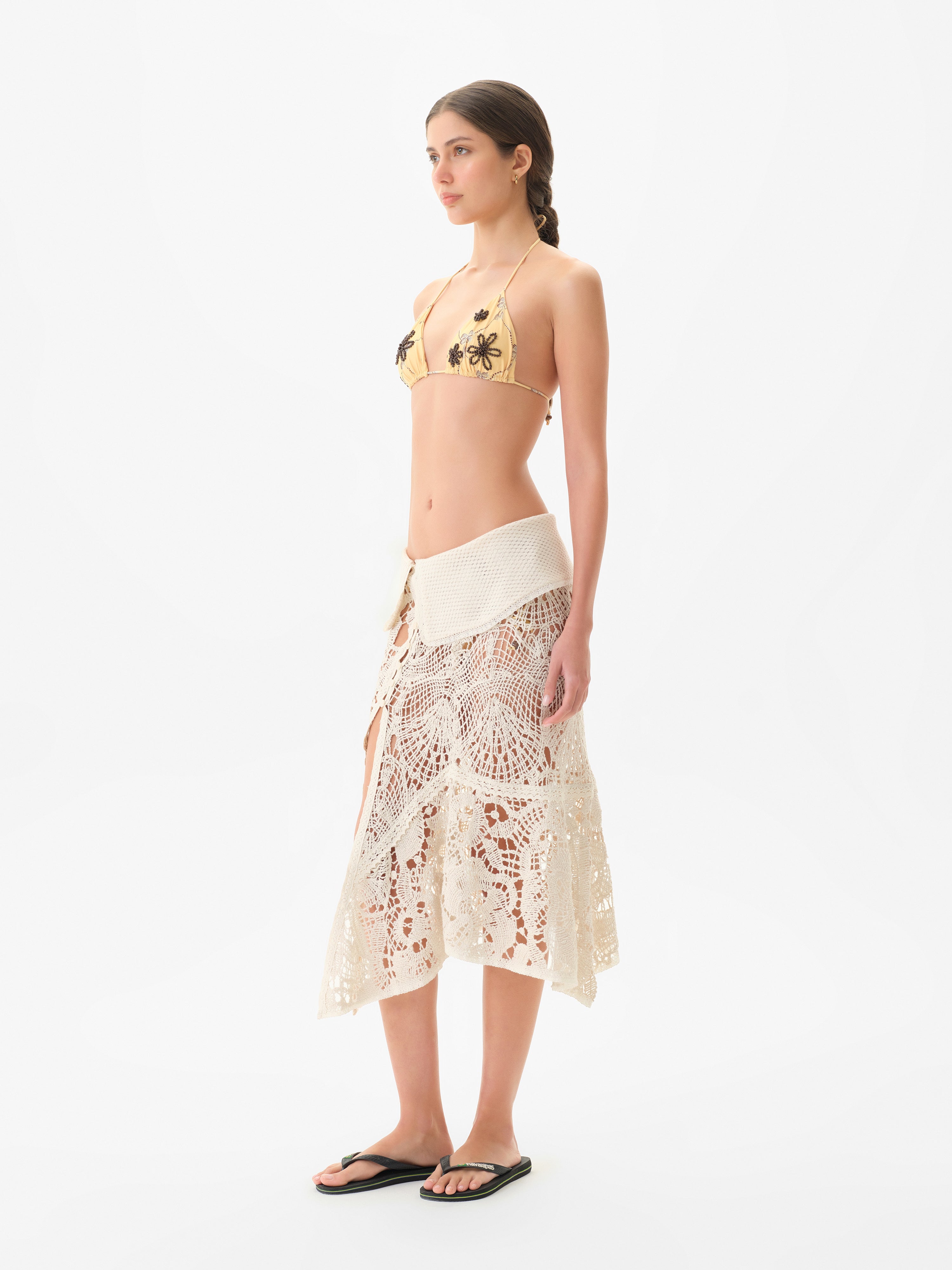 RITA - Crochet midi skirt with slit detail by SIEDRÉS | Official