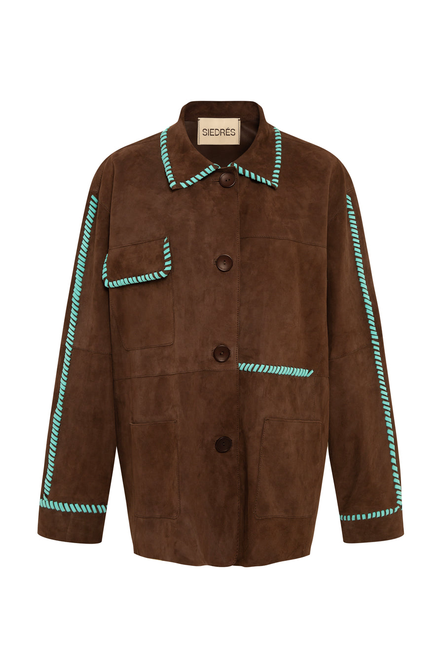 ROLIN - Contrast-stitch detailed suede jacket