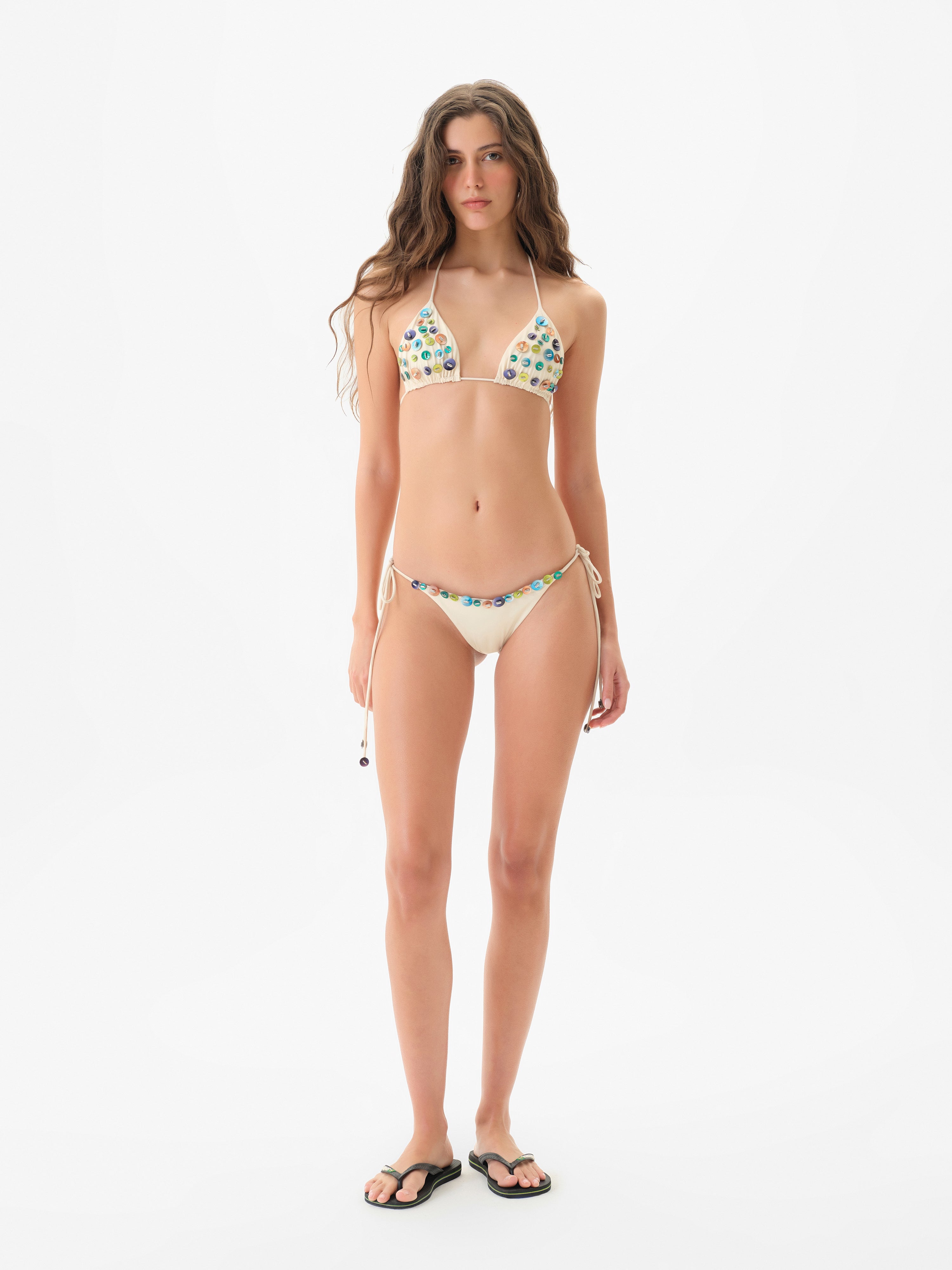 ROM - Embellished tie-detailed low-rise bikini briefs