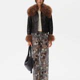 MANOCE - Wide-leg chiffon pants with devoré detail