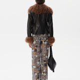 RONCH - Shearling-collar leather jacket