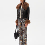 MANOCE - Wide-leg chiffon pants with devoré detail