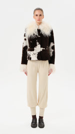 RONCH - Cropped animal print shearling jacket