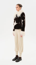 RONCH - Cropped animal print shearling jacket
