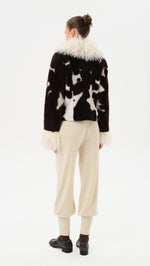 RONCH - Cropped animal print shearling jacket