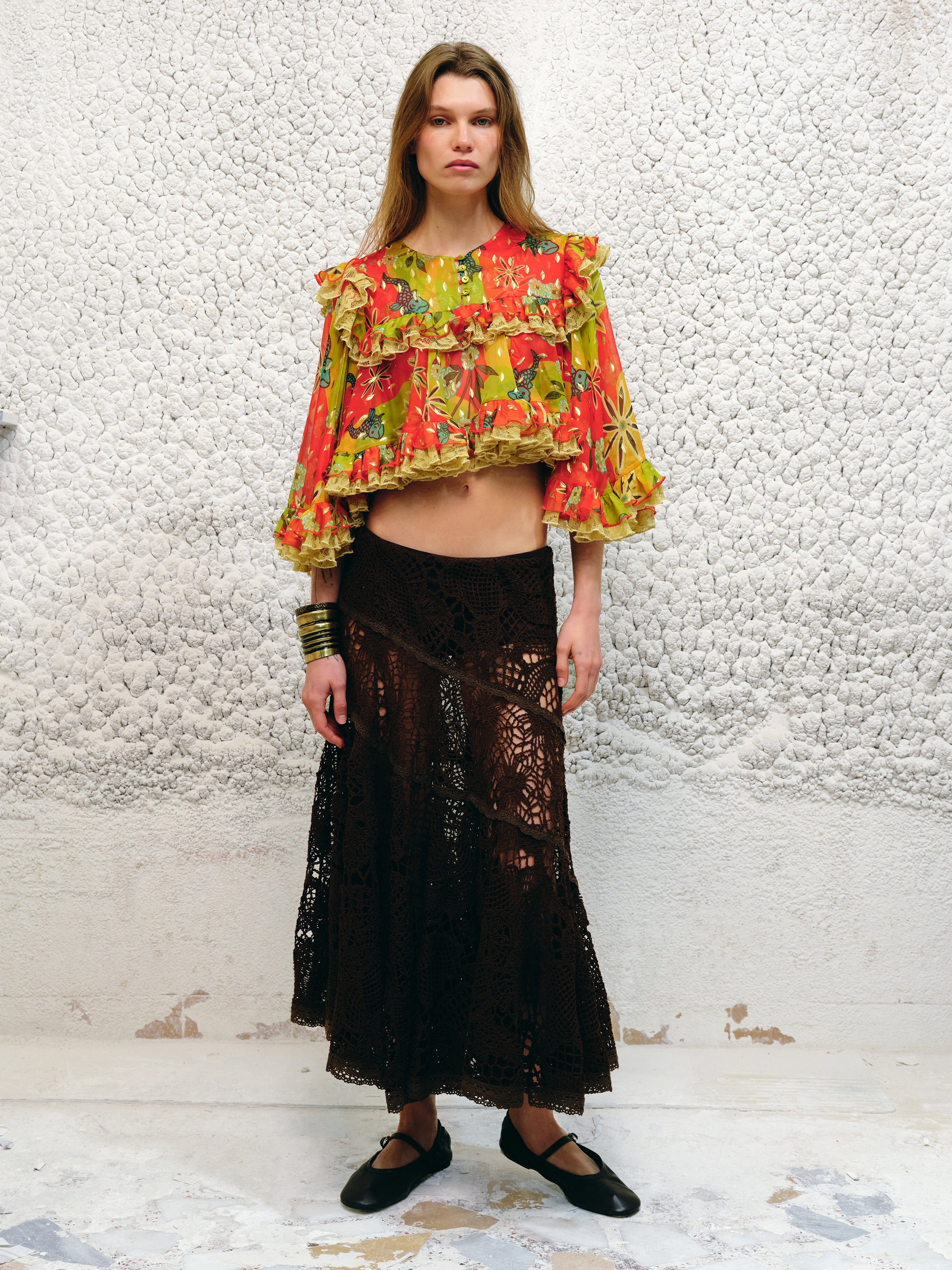 ROSA - Printed ruffle blouse