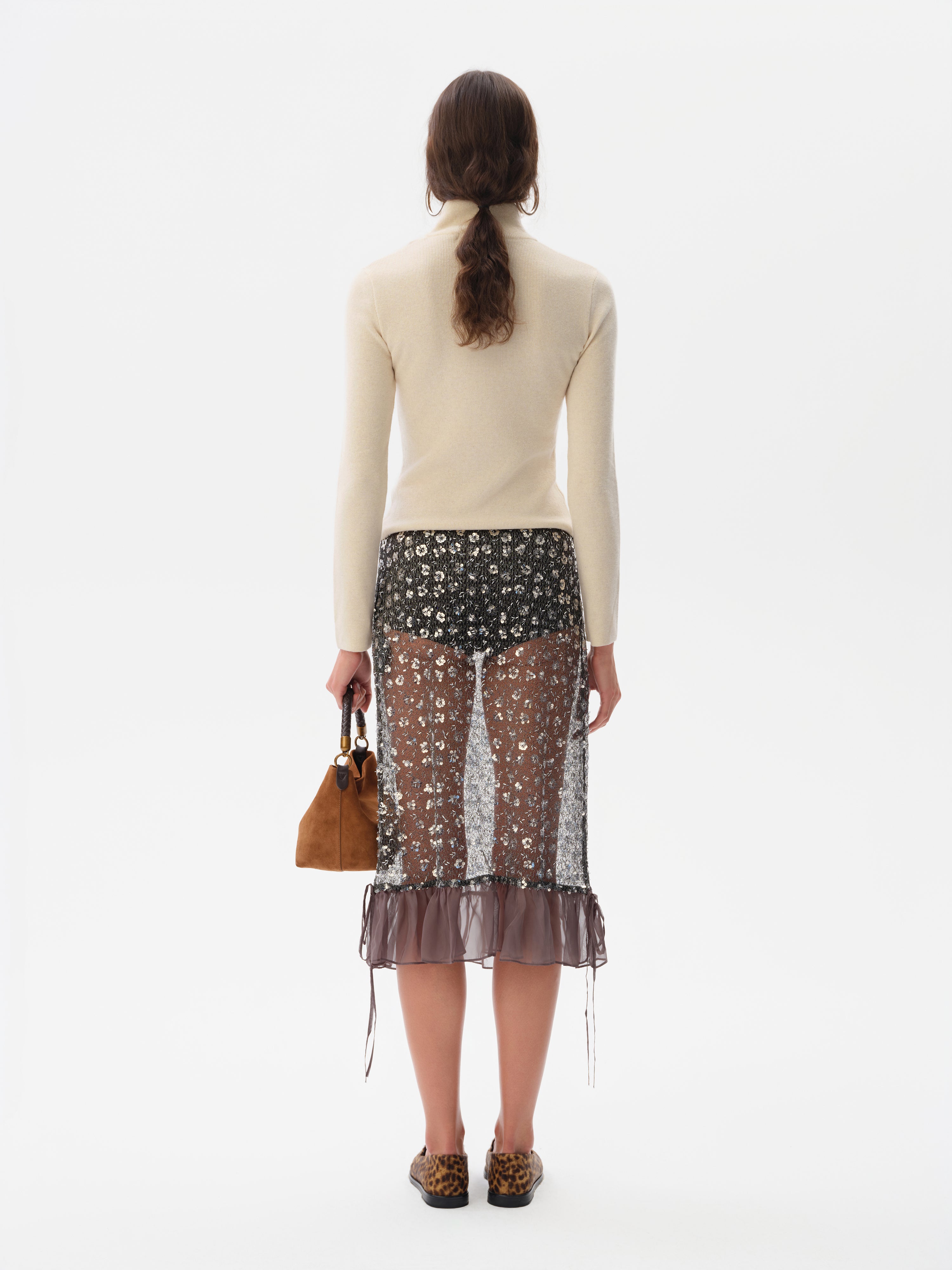 ROSALIE - Sequined ruffle trimmed skirt with mini shorts