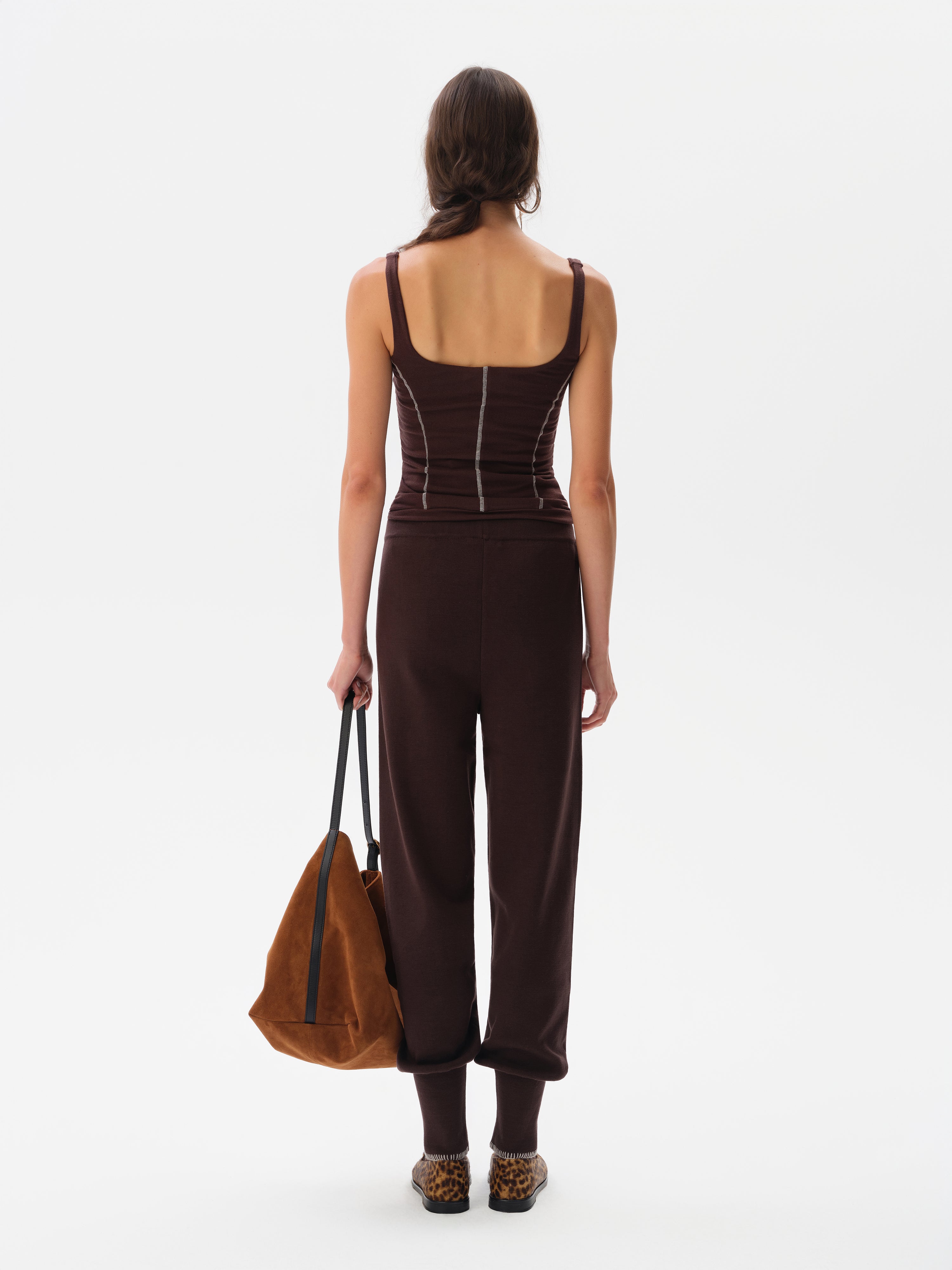 ROSENA - Knit harem pants with blanket-stitched hem