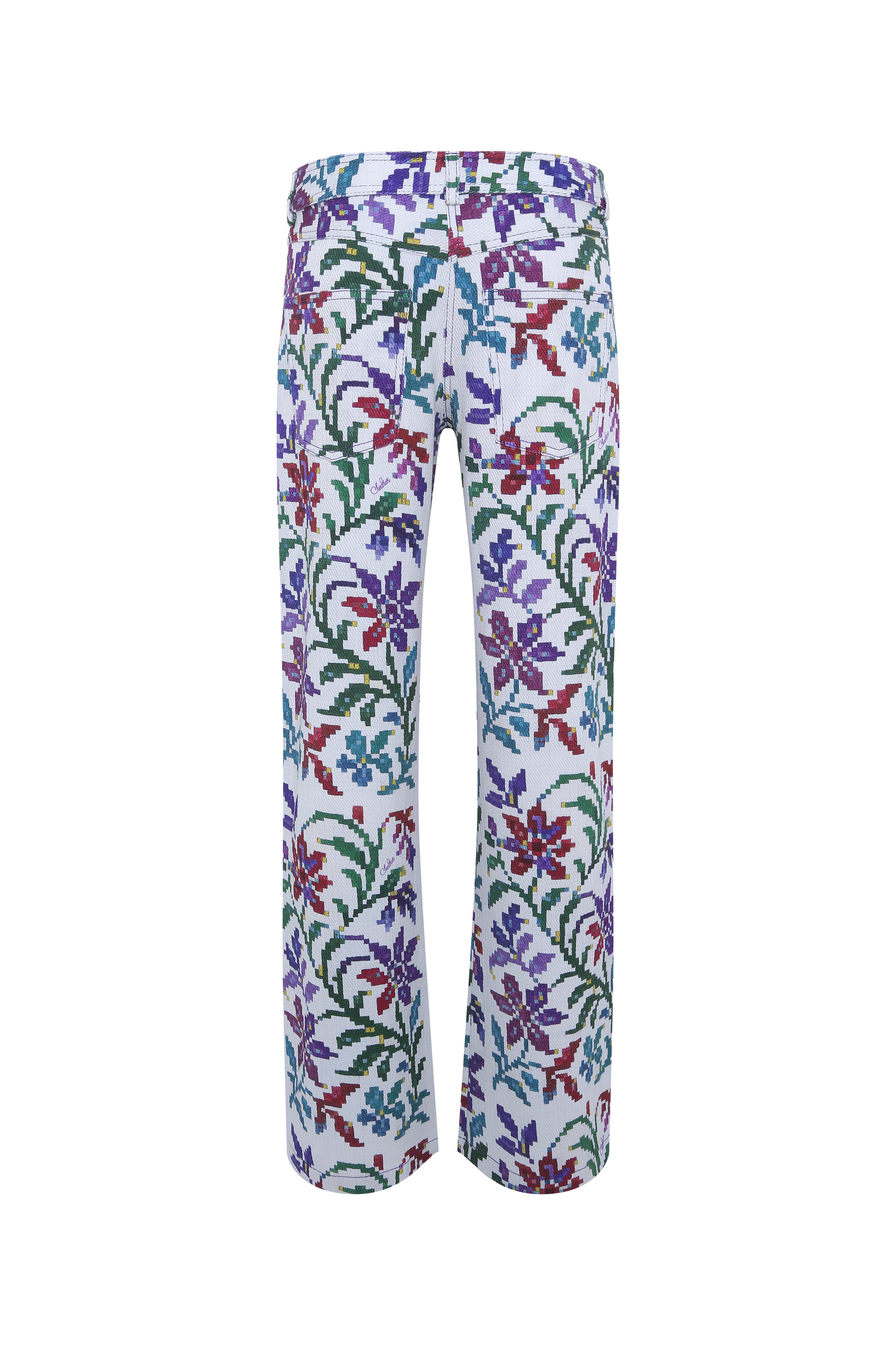 ROUX - Floral printed straight-leg low-rise pants