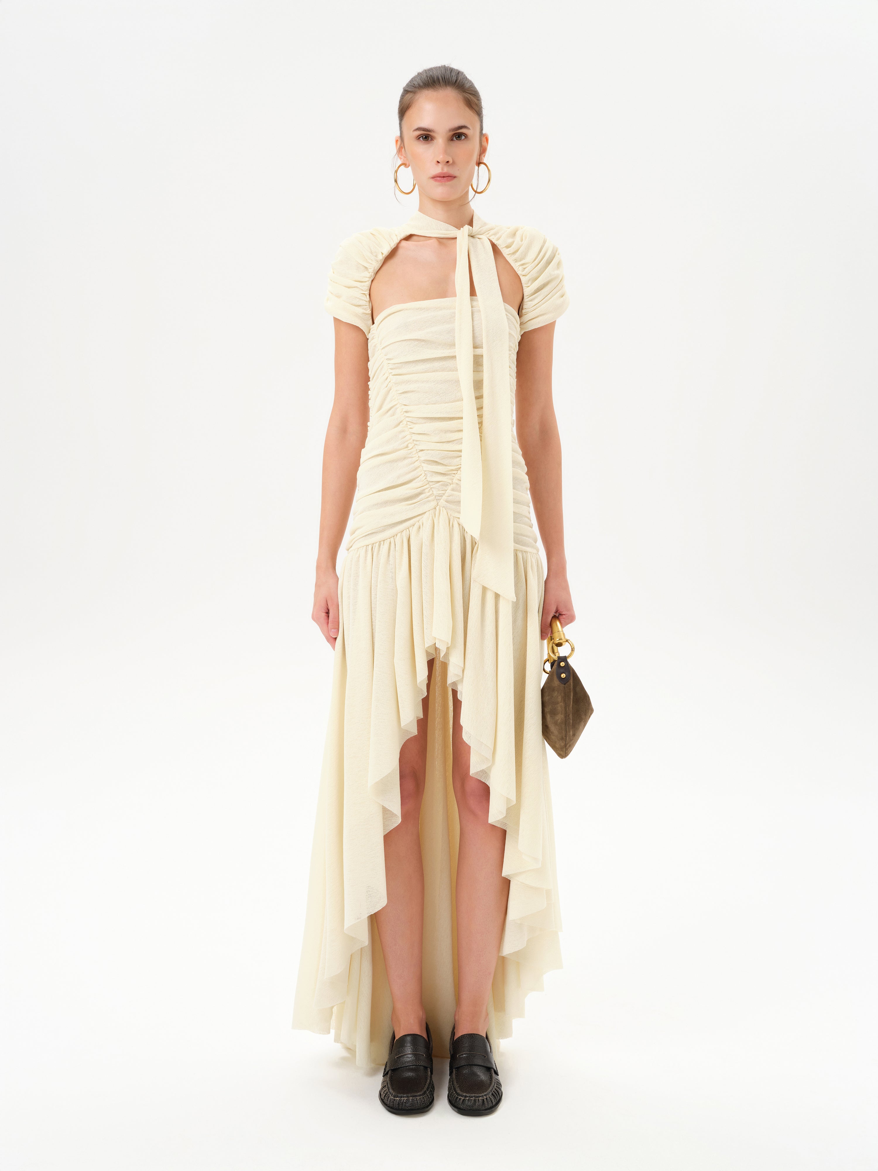 ROXY - Ruched maxi dress with open-back detail