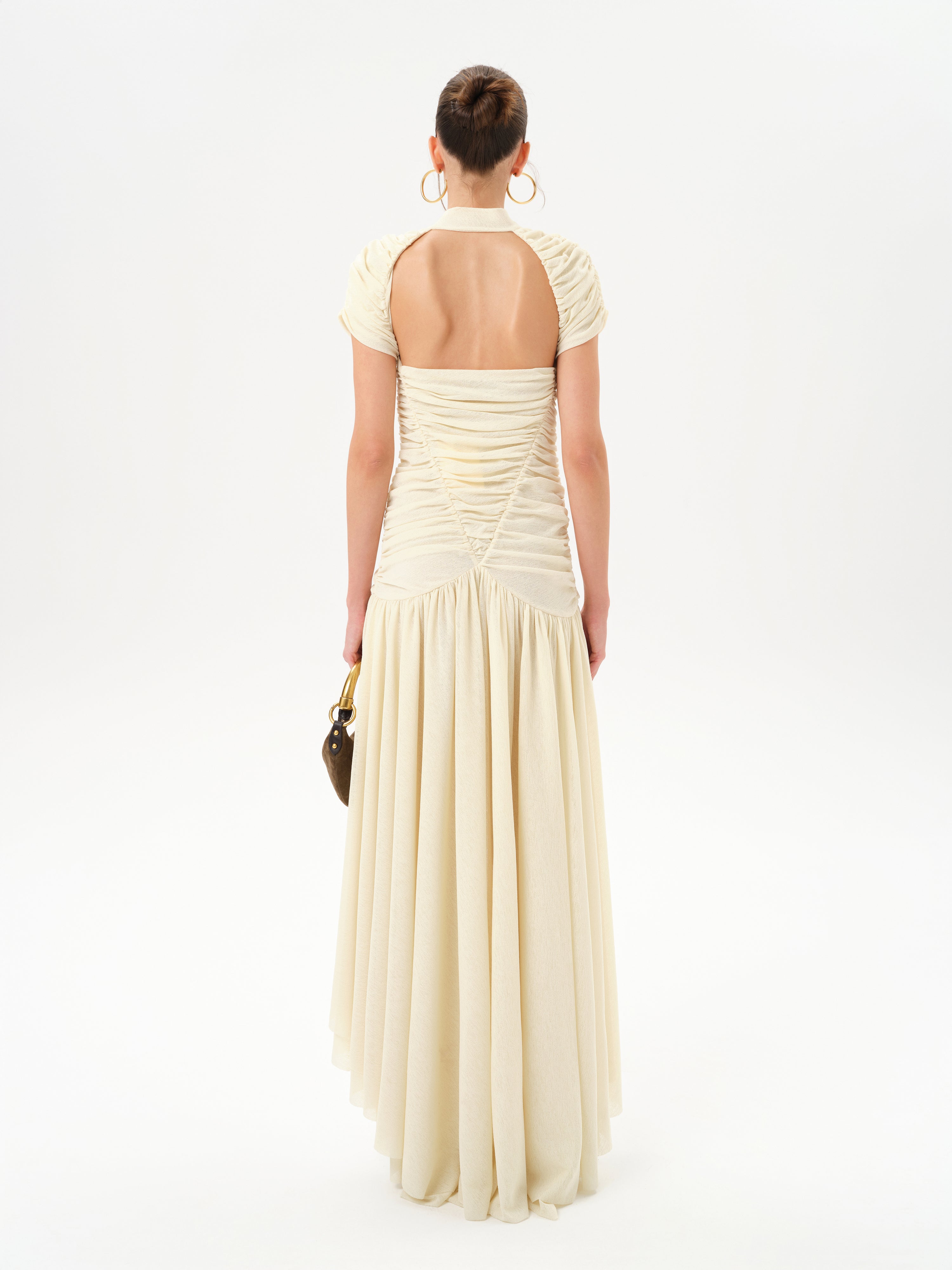 ROXY - Ruched maxi dress with open-back detail