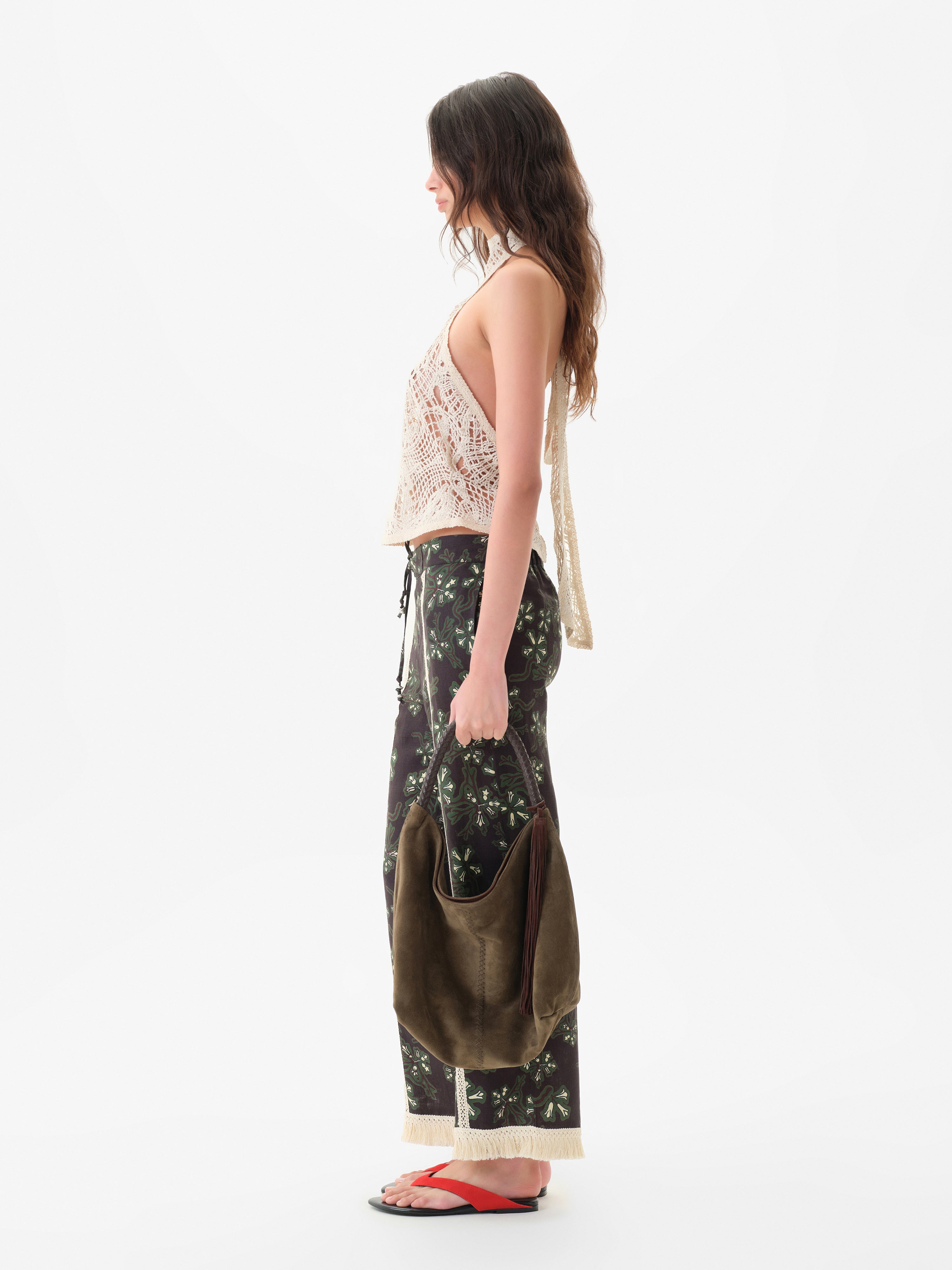 GALIA MEDIUM - Suede shoulder bag with removable tassel charm