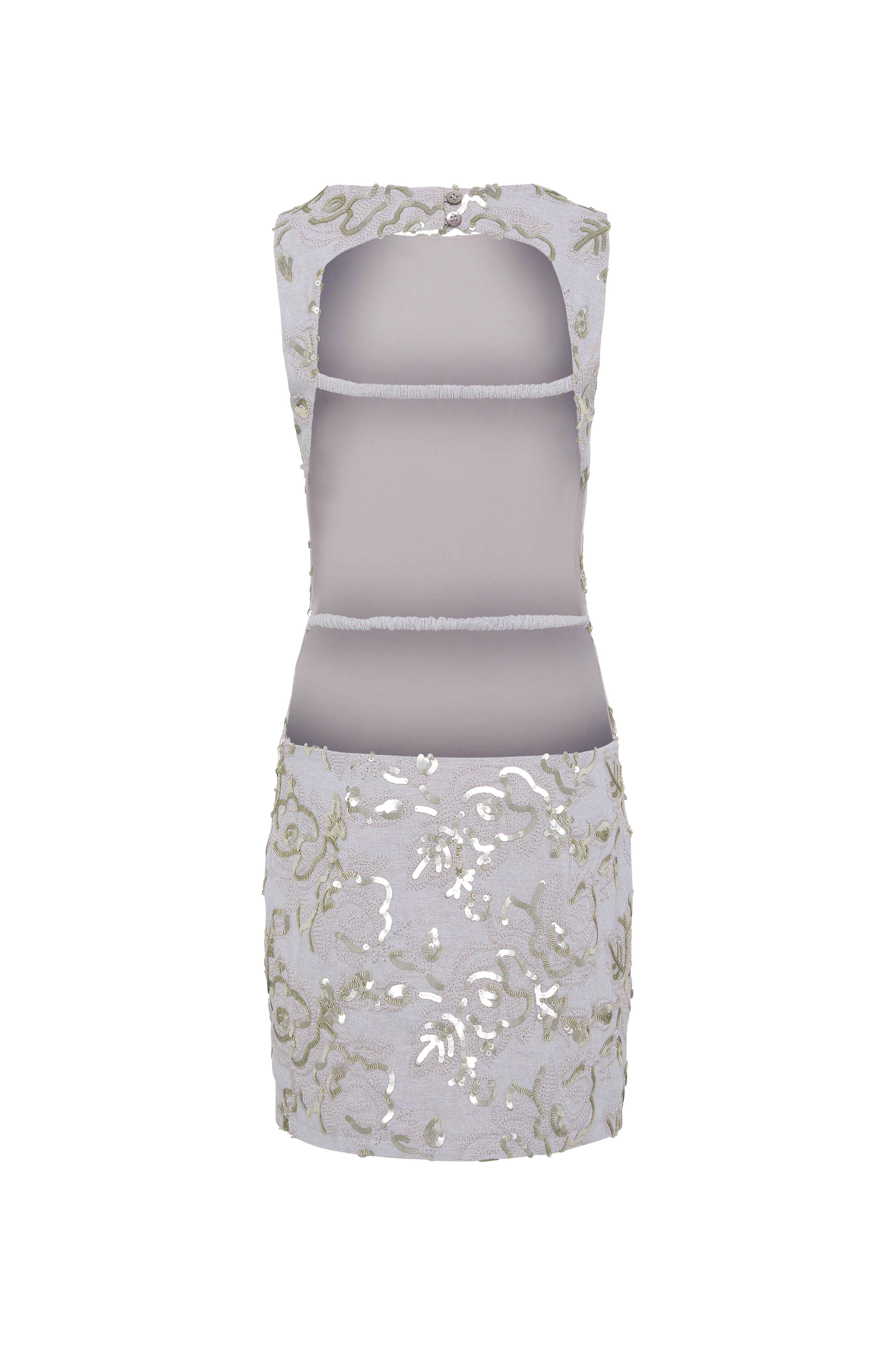 SCARLETT - Sleeveless mini dress with all-over sequin embroidery