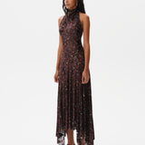 SEGNOR - Open-back halter velvet devoré dress