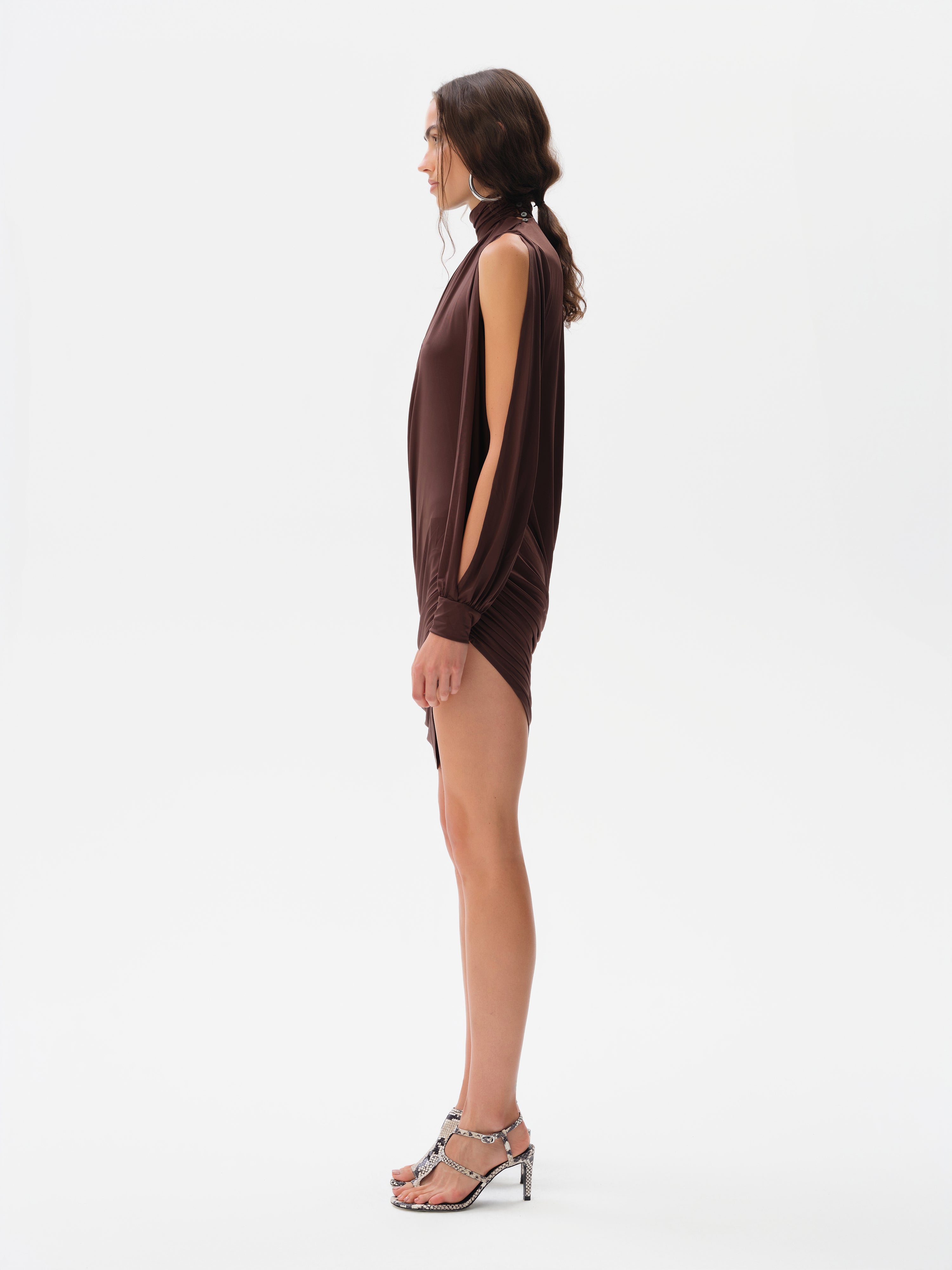 SELENE - High-neck mini jersey dress