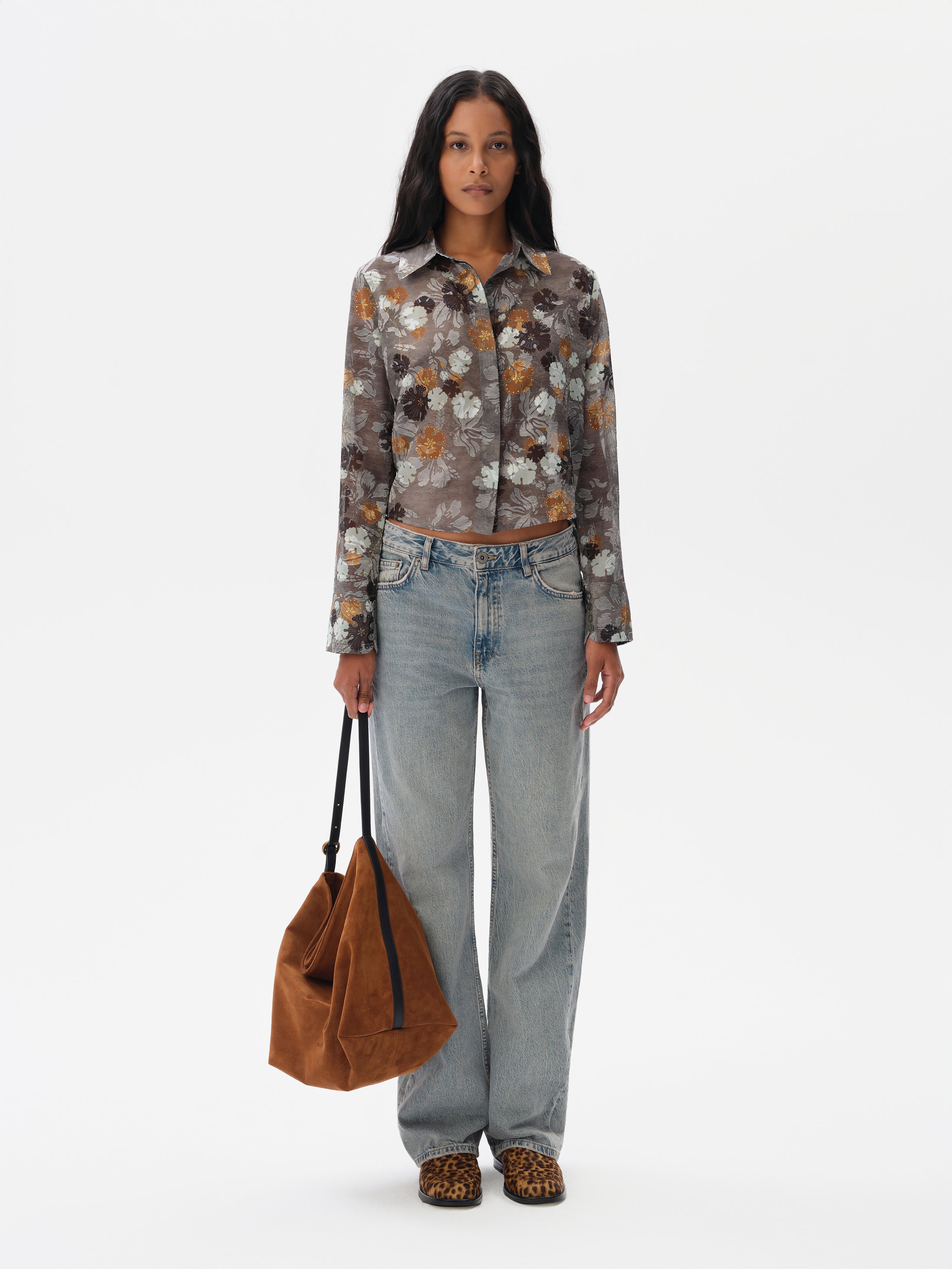 SEZANNE - Chiffon shirt with devoré detail