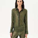 SEZANNE - Semi sheer sequin button-down