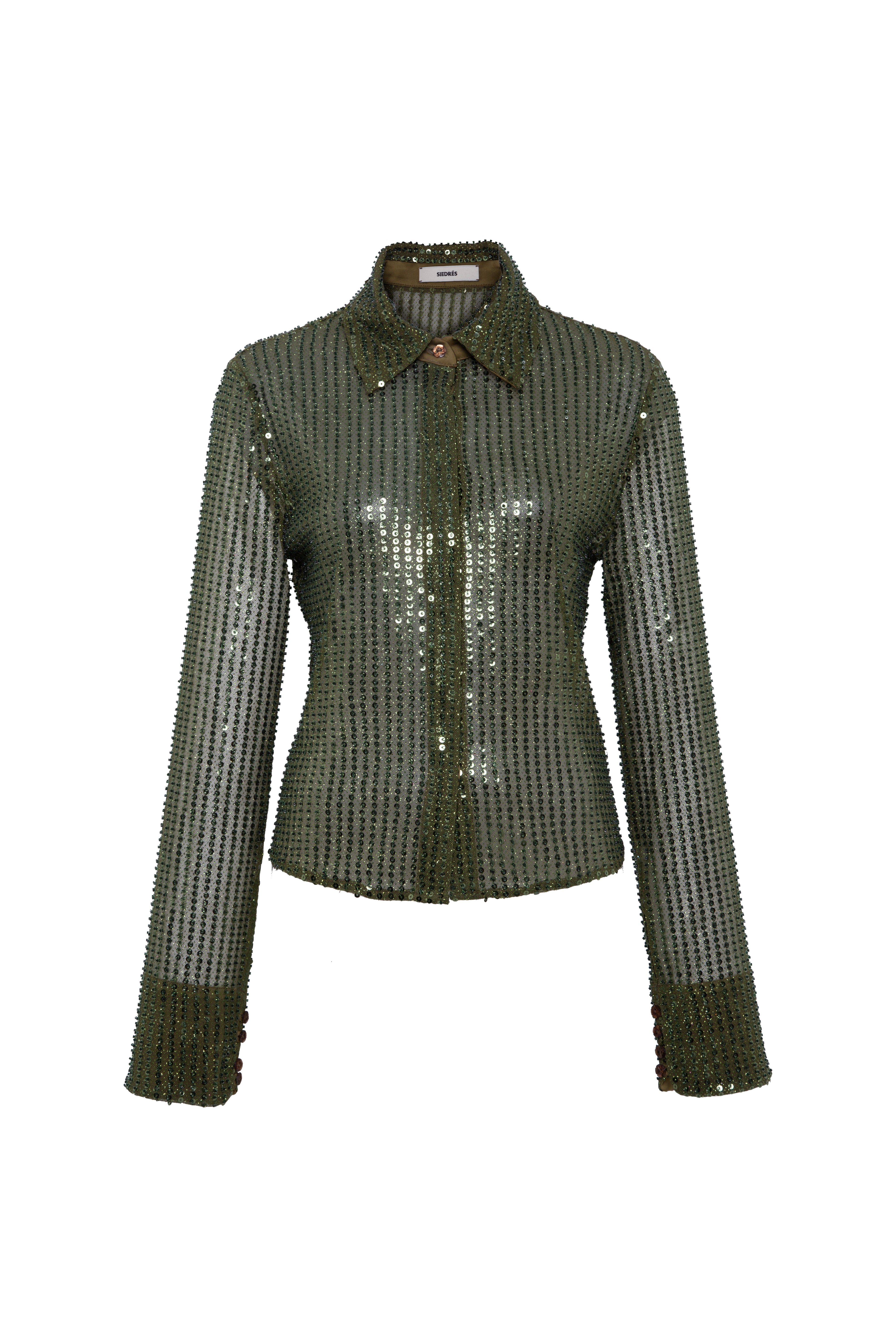 SEZANNE - Semi sheer sequin button-down