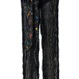 TESSA - Printed belt-detailed semi-sheer pants with mini shorts